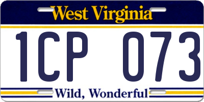 WV license plate 1CP073