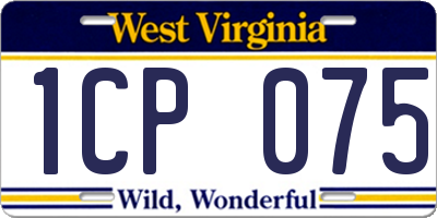 WV license plate 1CP075