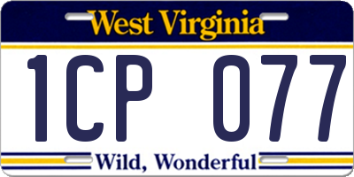 WV license plate 1CP077