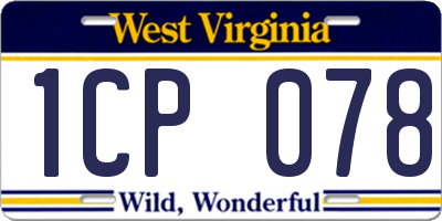 WV license plate 1CP078