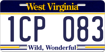 WV license plate 1CP083