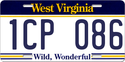 WV license plate 1CP086