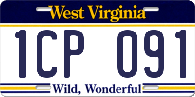 WV license plate 1CP091