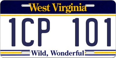 WV license plate 1CP101