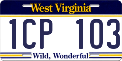 WV license plate 1CP103