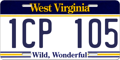 WV license plate 1CP105