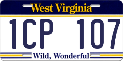 WV license plate 1CP107