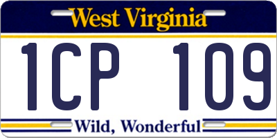 WV license plate 1CP109