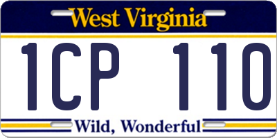 WV license plate 1CP110
