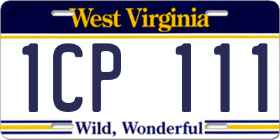 WV license plate 1CP111