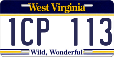 WV license plate 1CP113