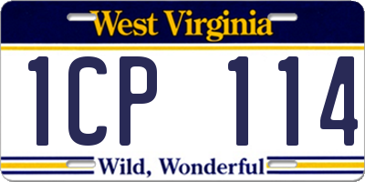 WV license plate 1CP114