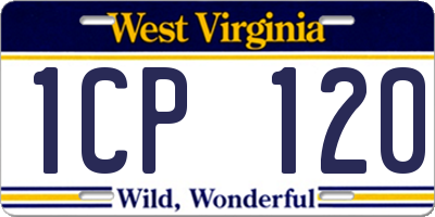 WV license plate 1CP120