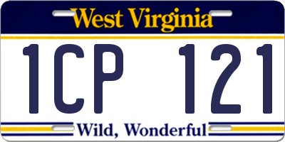 WV license plate 1CP121