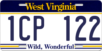 WV license plate 1CP122