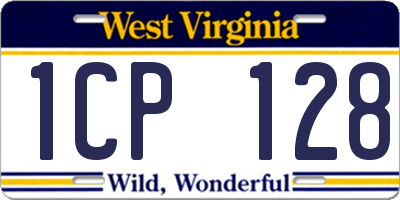 WV license plate 1CP128