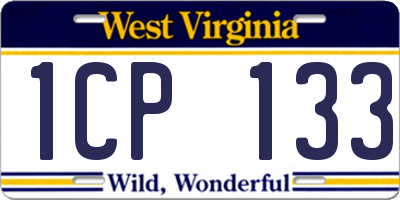 WV license plate 1CP133