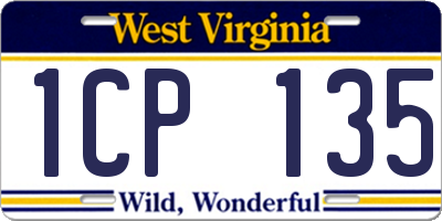 WV license plate 1CP135