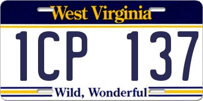 WV license plate 1CP137