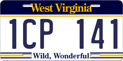 WV license plate 1CP141