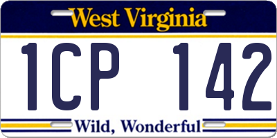 WV license plate 1CP142