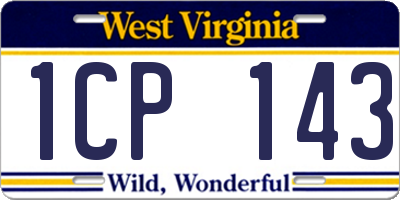 WV license plate 1CP143