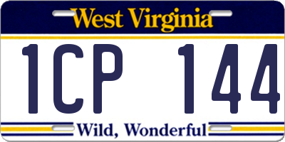 WV license plate 1CP144