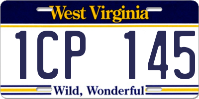 WV license plate 1CP145