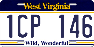 WV license plate 1CP146