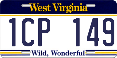 WV license plate 1CP149