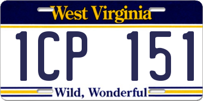 WV license plate 1CP151