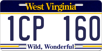 WV license plate 1CP160