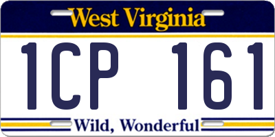 WV license plate 1CP161