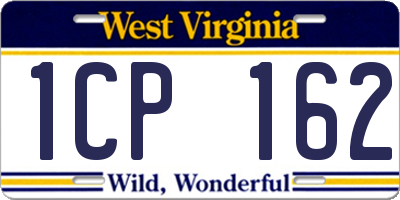 WV license plate 1CP162