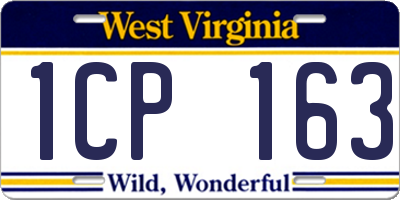 WV license plate 1CP163