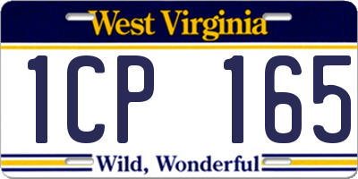 WV license plate 1CP165