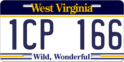 WV license plate 1CP166