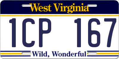 WV license plate 1CP167