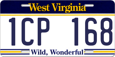 WV license plate 1CP168