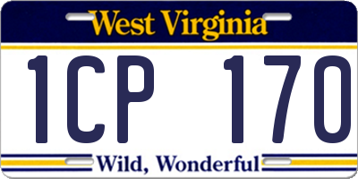 WV license plate 1CP170
