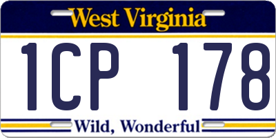 WV license plate 1CP178