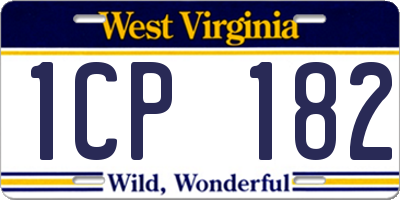 WV license plate 1CP182