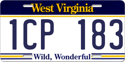 WV license plate 1CP183