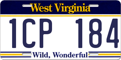 WV license plate 1CP184