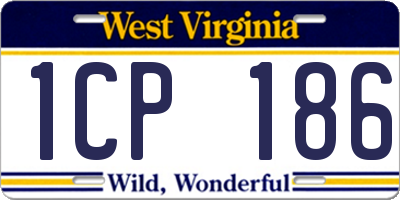 WV license plate 1CP186