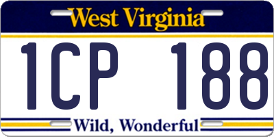 WV license plate 1CP188