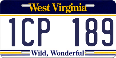 WV license plate 1CP189