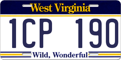 WV license plate 1CP190