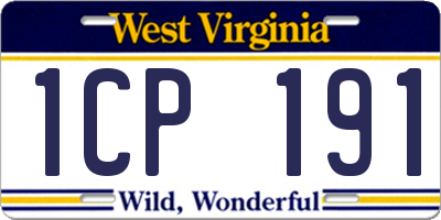 WV license plate 1CP191