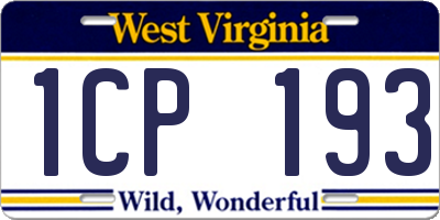 WV license plate 1CP193